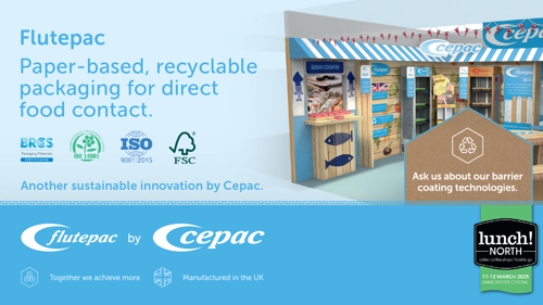 Flutepac. Paper-based, recyclable packaging for direct food contact.